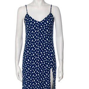 Reformation Juliette Polka Dot Crepe Dress in Blue - Size Small
